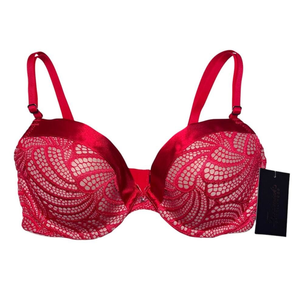 Frederick's of Hollywood Exxtreme Tuxedo Lace Boost Bra Ski Patrol Rugby Tan 32C